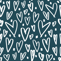 Seamless pattern with hand drawn hearts. Creative expressive background