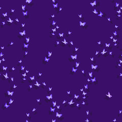 Obraz na płótnie Canvas Seamless pattern with many glow butterflies. Illustration in violet colors for decorations and background.