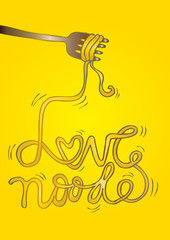 Love noodle lettering with fork.