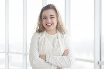 portrait of beautiful young woman with makeup posing