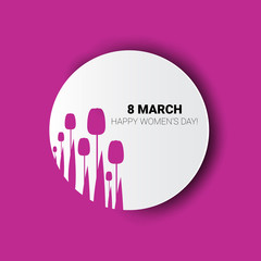 8 March International Women Day Greeting Card Flat Vector Illustration
