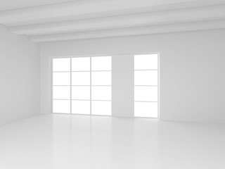 White empty interior with window. 3d rendering