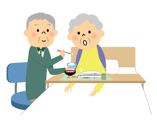 食事介助　シニア女性