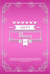 8 March International Women Day Greeting Card Flat Vector Illustration