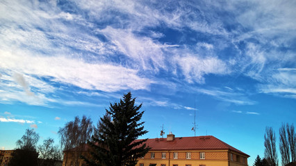 Sky, cloudy, sunrays in nature. Slovakia