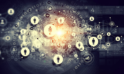 Social network background . Mixed media