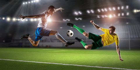 Hot moments of soccer match . Mixed media