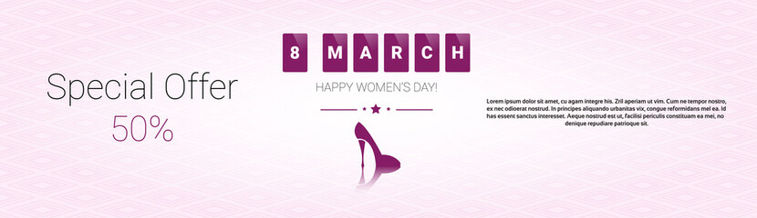 8 March International Women Day Sale Shopping Discount Flat Vector Illustration