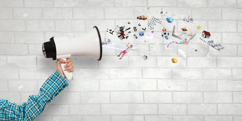 Make your announcement . Mixed media