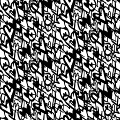 Pattern with hand painted hearts