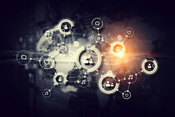 Social network background . Mixed media