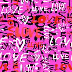 Obraz premium Pattern with hand painted words love
