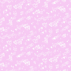 Pattern with hand painted hearts