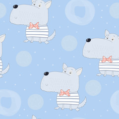Cute seamless pattern with funny dog.