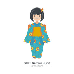 Vector illustration of Japanese Girl in Kimono.