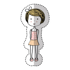 little girl drawing isolated icon vector illustration design