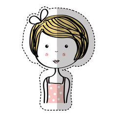 little girl drawing isolated icon vector illustration design