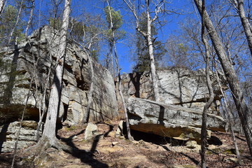 Rock outcroppings in Tishomingo State Park Mississippi