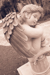 Boy Cupid Statue with Vintage Tone