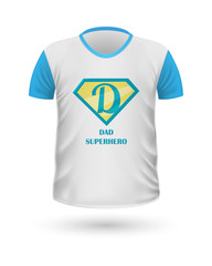 Dad Superhero T-shirt Front View Isolated. Vector