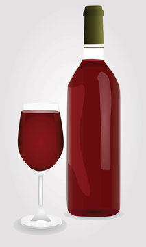 Wine glass and bottle vector