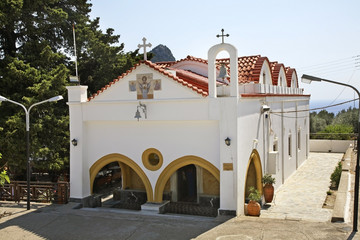 Church of Our Lady at Tsambika monastery. Rhodes island. Greece