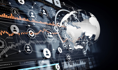 Modern connection technologies background . Mixed media