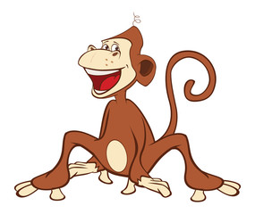  Illustration of a Cute Monkey. Cartoon Character
