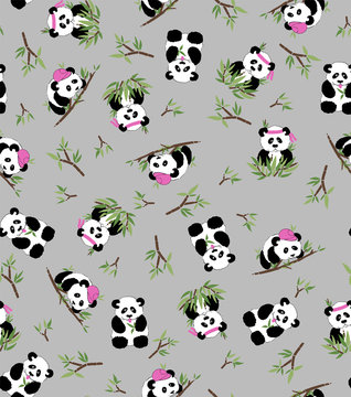 pattern panda bamboo for textile