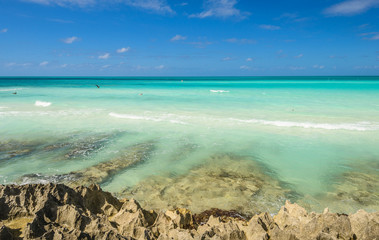 Cuba. Exotic beach nature and clouds on horizon. Summer beach paradise.