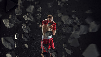 Obraz na płótnie Canvas Young boxer man . Mixed media . Mixed media