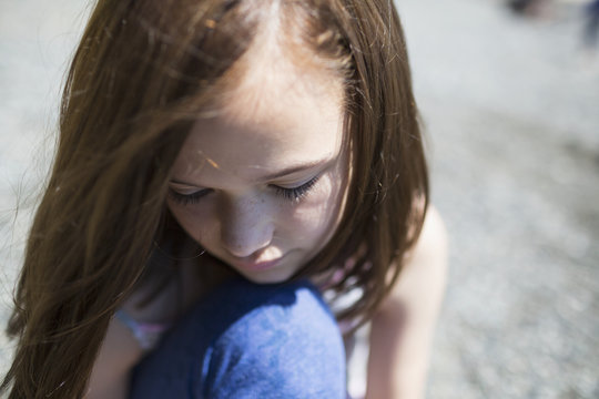 A young girl in contemplation; Victoria, British Columbia, Canada