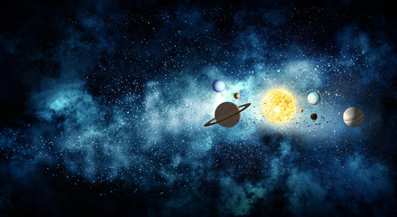 Solar system planets . Mixed media © Sergey Nivens
