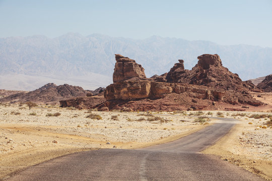 A road and mountains;Timna park arabah israel