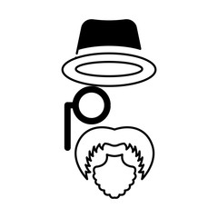 face male hipster style vector illustration design