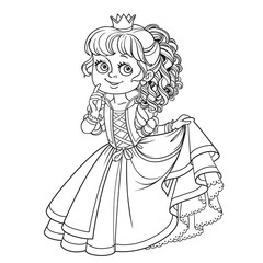 Lovely princess outlined picture for coloring book on white background