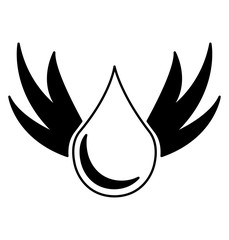 pure water drop with wings emblem vector illustration design