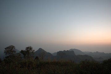 Khoa nang non mountain Nong Hin district Loei  province  Thailand ,sky dimmed Background.