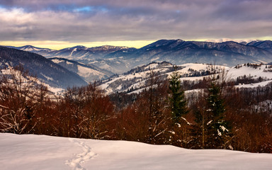 sunrise in winter mountains