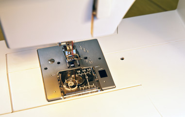 The horizontal rotary hook on a modern sewing machine
