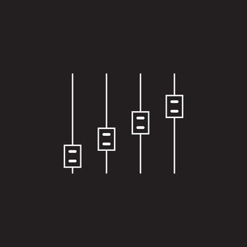 slider bar thin line icon, settings outline vector logo illustration, linear pictogram isolated on black