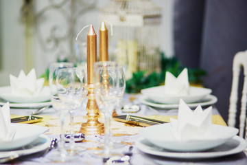 Table set for event party or wedding reception