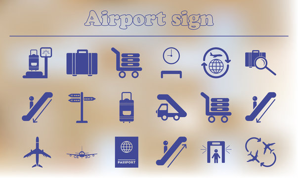 airport icons. collection of airport signs, travel transport set