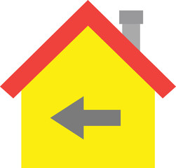 House with arrow pointing left