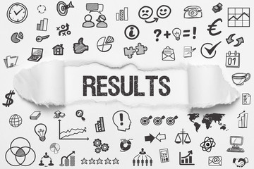 Results / weißes Papier mit Symbole