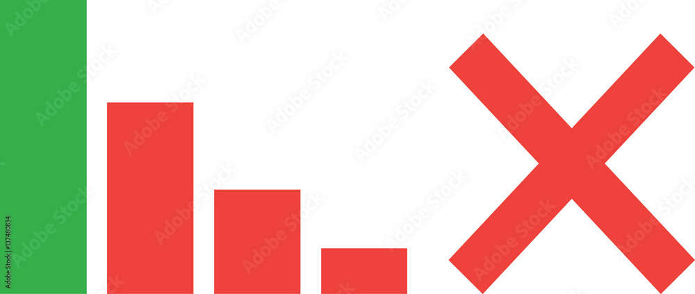 Poster bar chart down with x mark