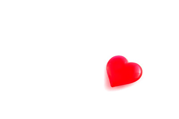 Valentine red glass heart isolated on white background