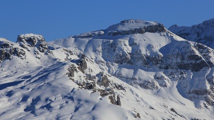 Snow covered mountains in Glarus Canton