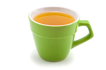 mug of green tea isolated on white background