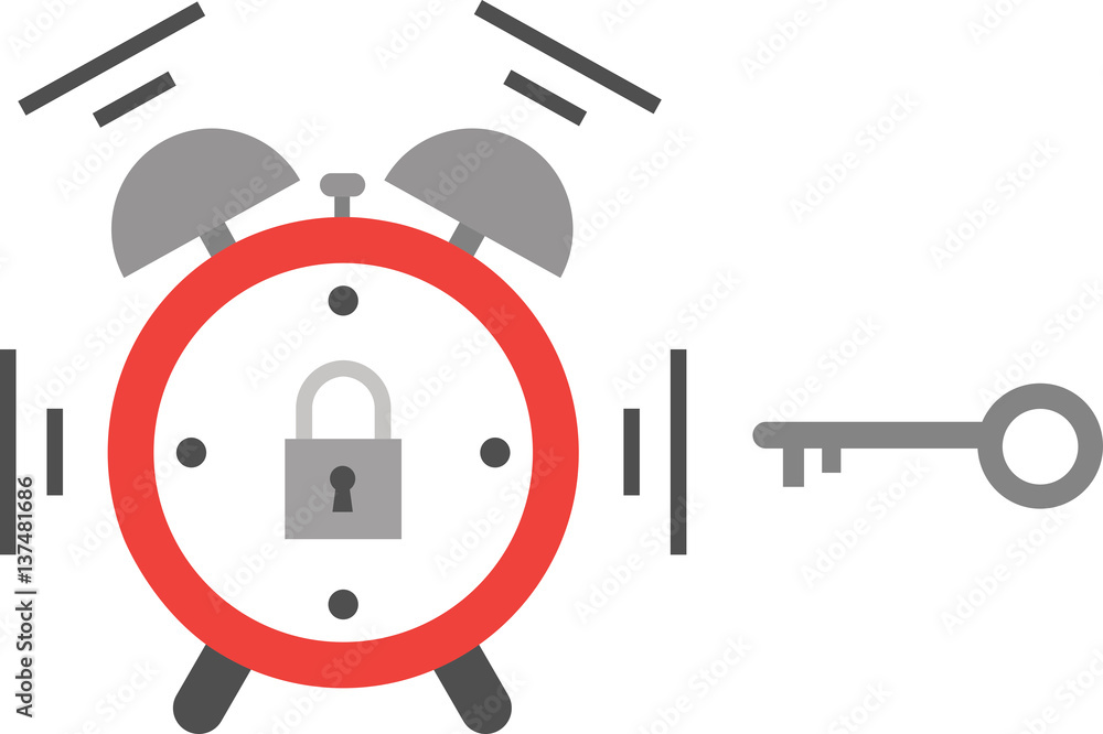 Poster alarm clock with padlock and key